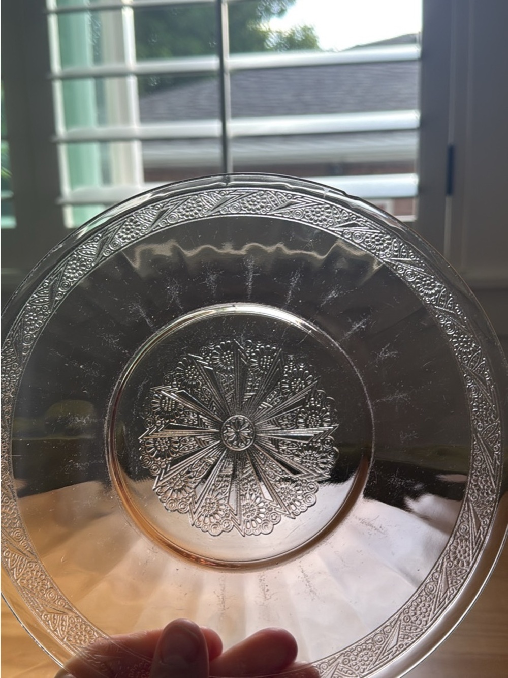 Clear Pressed Glass Decorative Serving Plate - Classic Clear